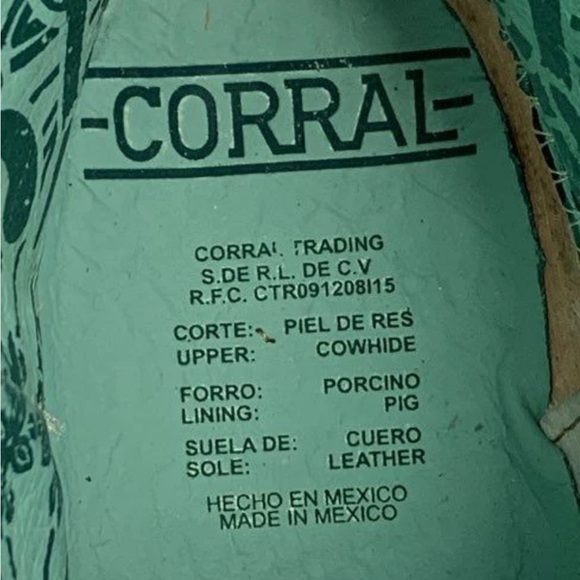 Corral Black/Blue Embroidery Pull Holes Square Toe Western Boots Women US 11 NWT - Picture 5 of 6